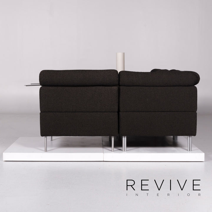 Rolf Benz fabric sofa black gray corner sofa incl. side table lamp #10692