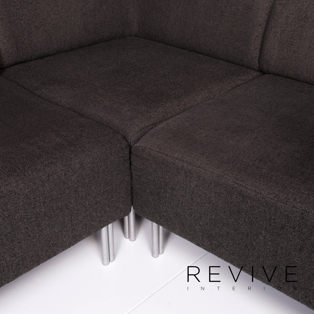 Rolf Benz fabric sofa black gray corner sofa incl. side table lamp #10692
