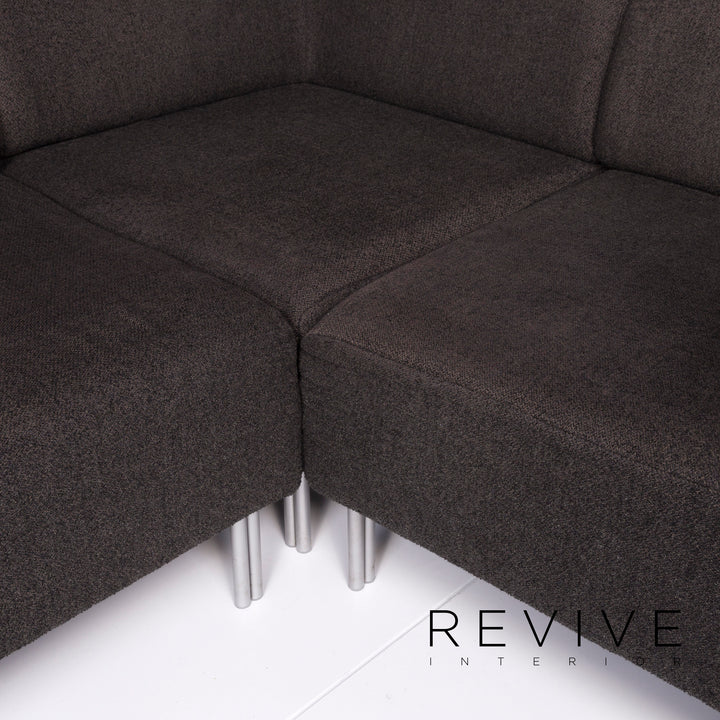 Rolf Benz fabric sofa black gray corner sofa incl. side table lamp #10692