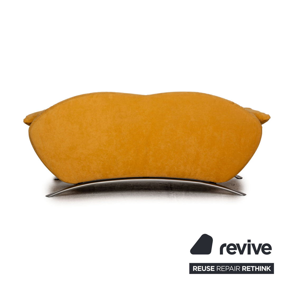 Rolf Benz fabric two-seater golden yellow sofa couch