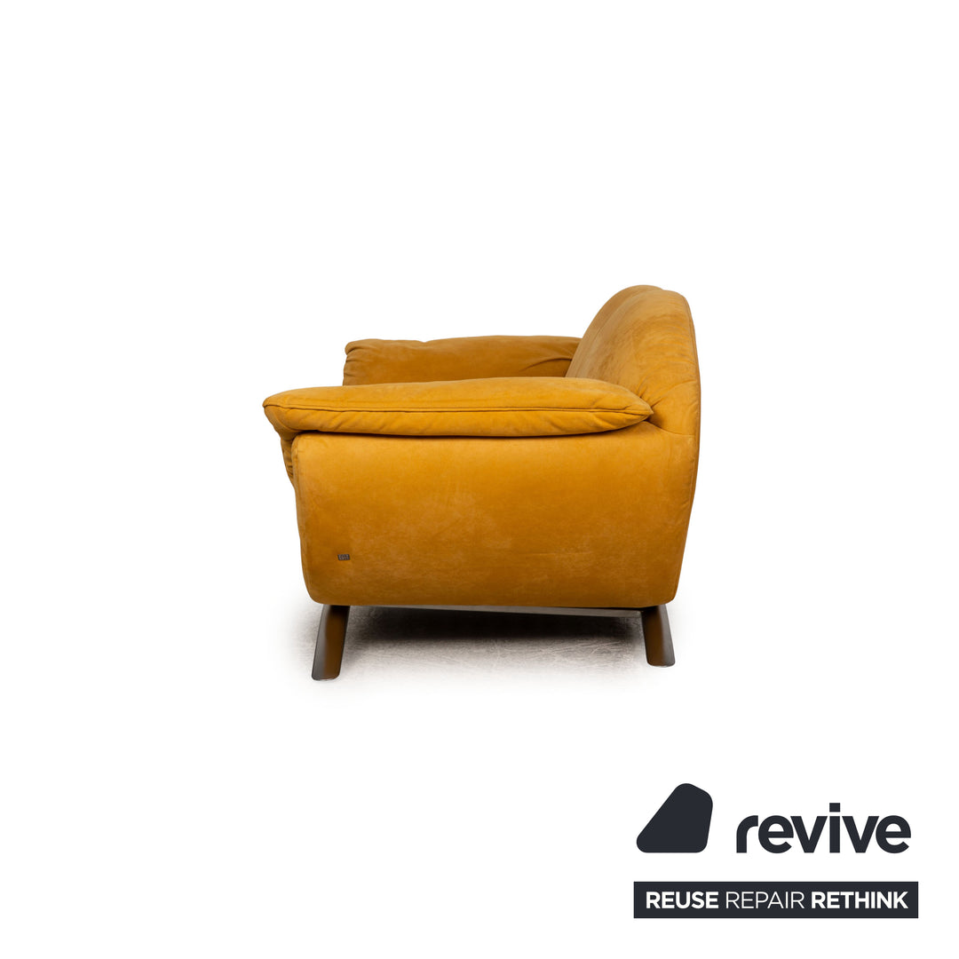 Rolf Benz fabric two-seater golden yellow sofa couch