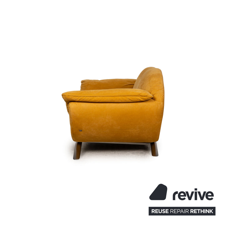 Rolf Benz fabric two-seater golden yellow sofa couch
