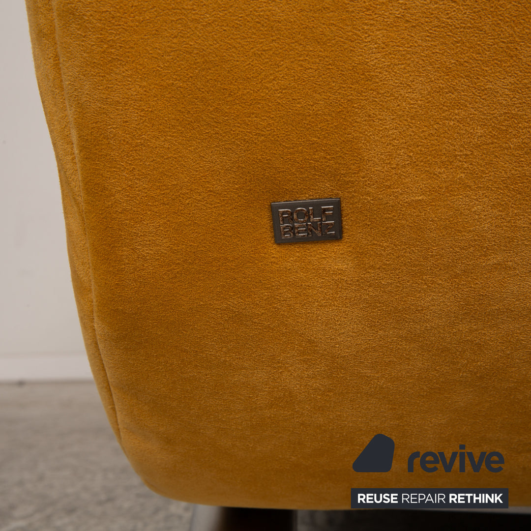Rolf Benz fabric two-seater golden yellow sofa couch