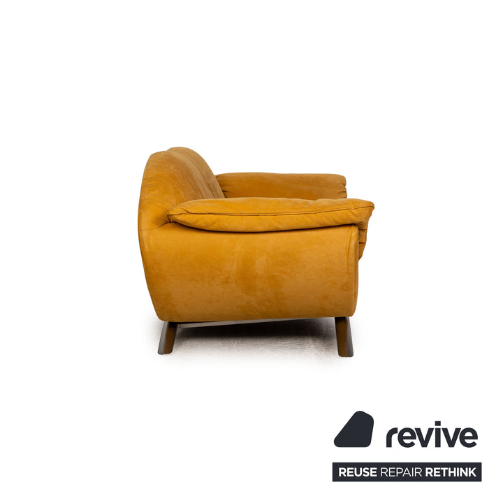 Rolf Benz fabric two-seater golden yellow sofa couch