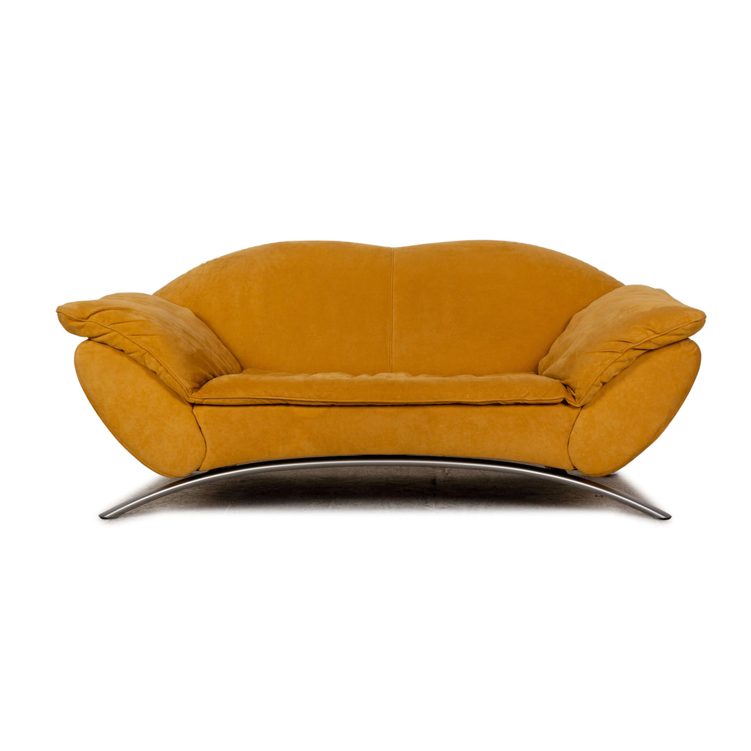 Rolf Benz fabric two-seater golden yellow sofa couch