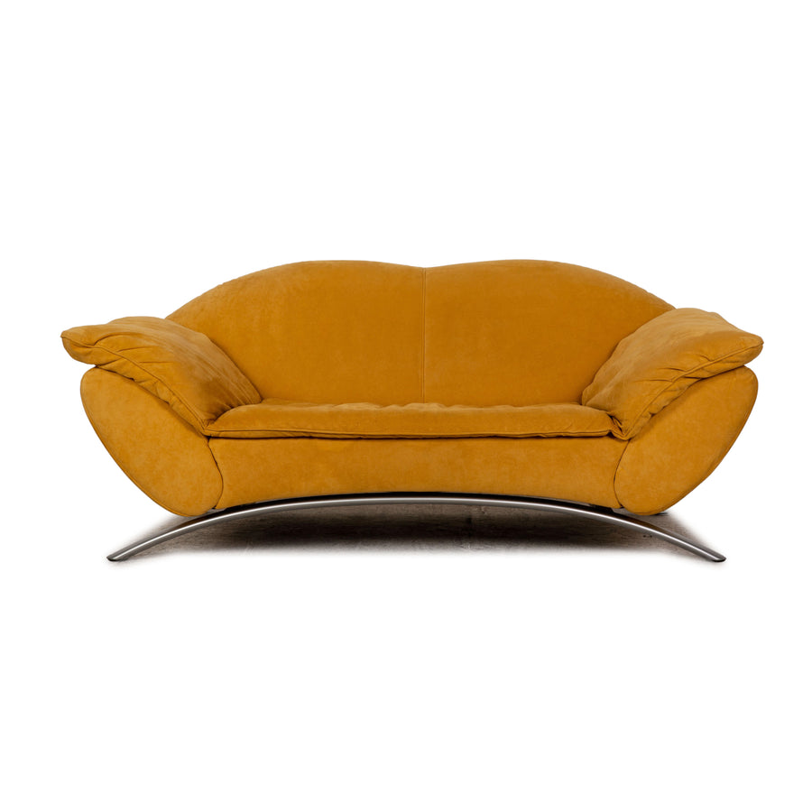 Rolf Benz fabric two-seater golden yellow sofa couch