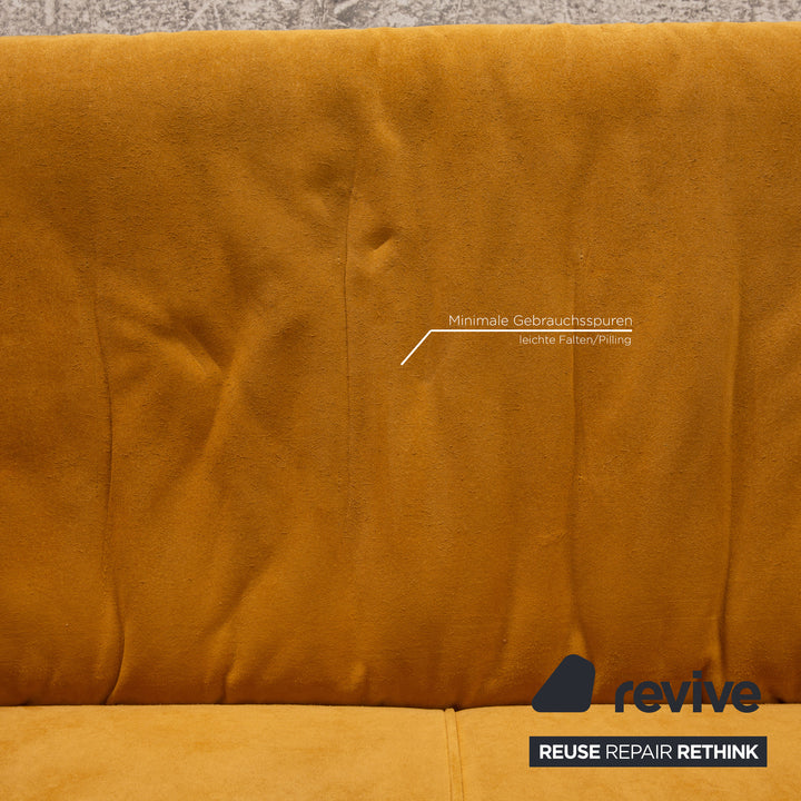 Rolf Benz fabric two-seater golden yellow sofa couch