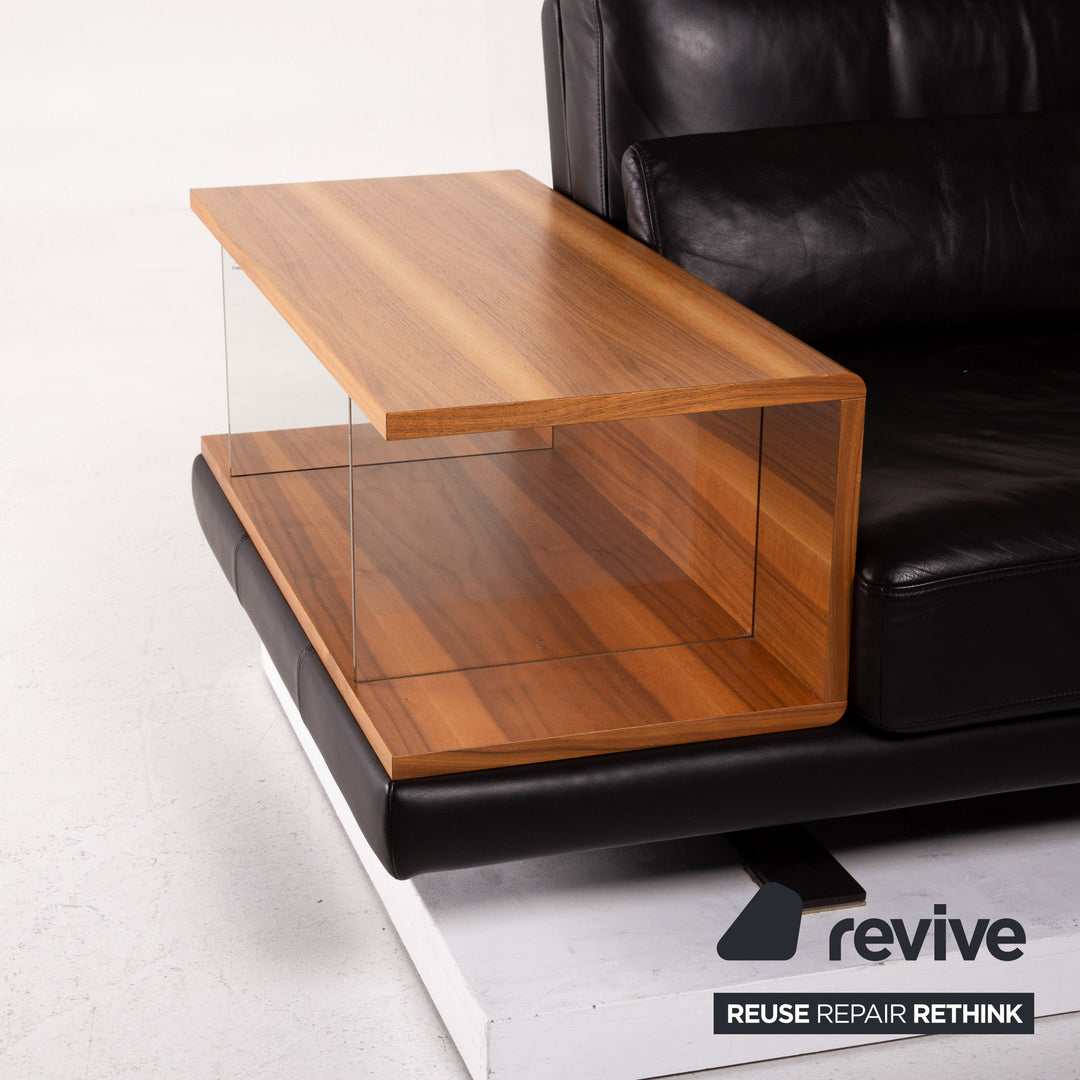 Rolf Benz Vero leather sofa brown dark brown three-seater table shelf #14461