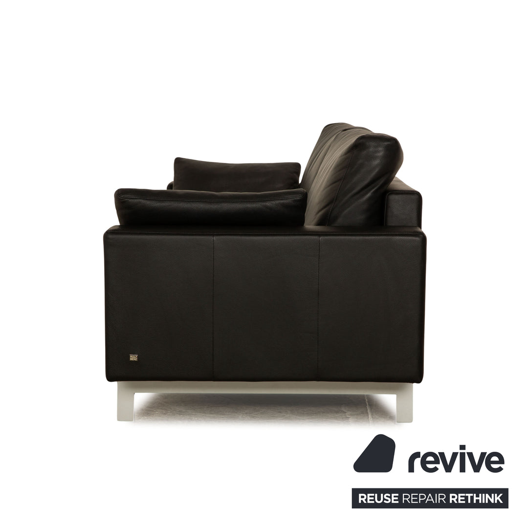 Rolf Benz Vida Leather Three Seater Black Sofa Couch