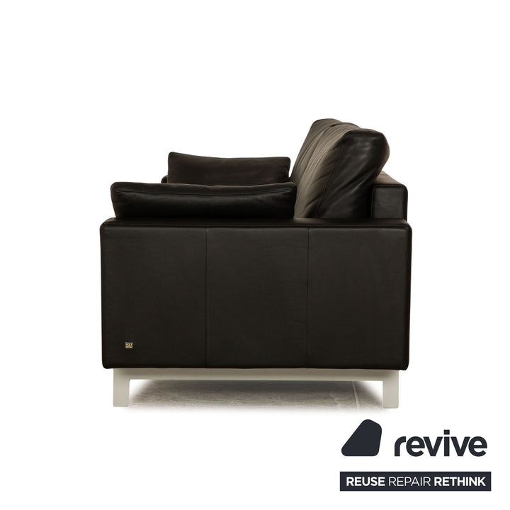 Rolf Benz Vida Leather Three Seater Black Sofa Couch