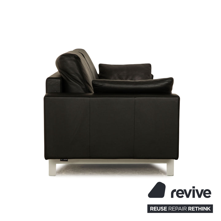 Rolf Benz Vida Leather Three Seater Black Sofa Couch