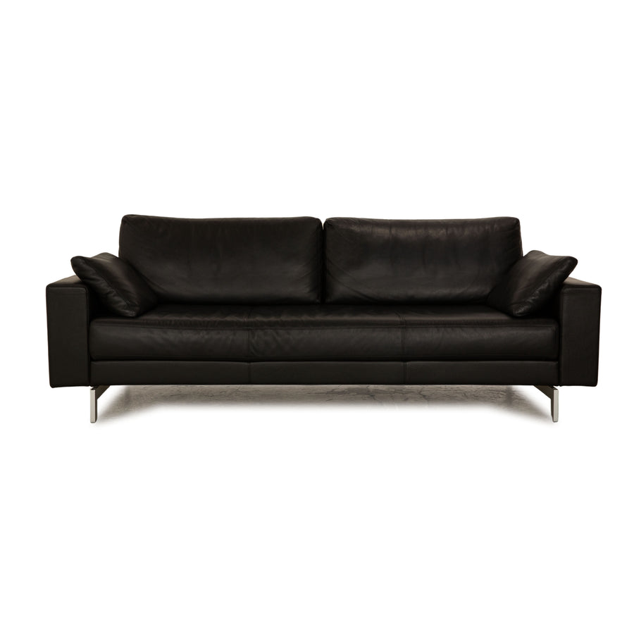 Rolf Benz Vida Leather Three Seater Black Sofa Couch