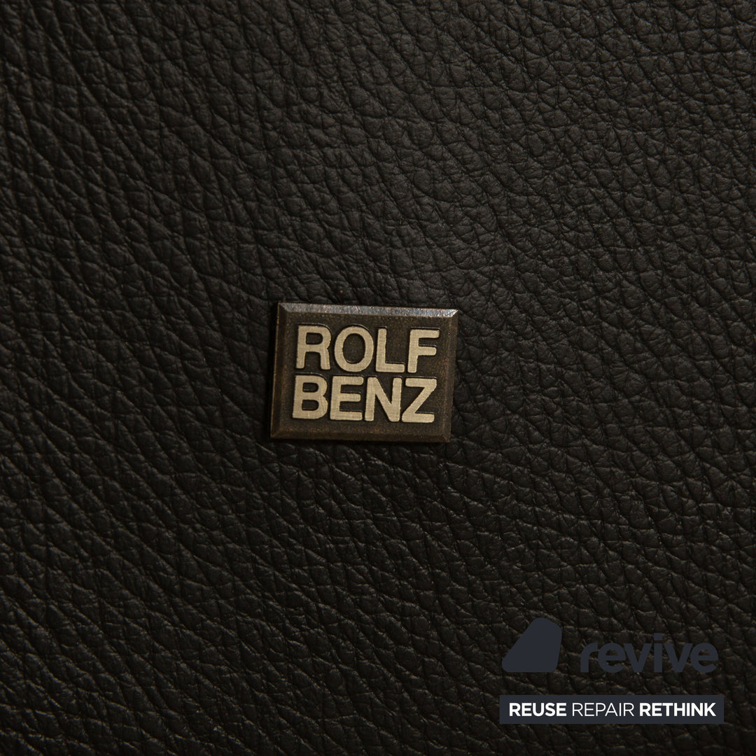 Rolf Benz Vida Leather Three Seater Black Sofa Couch