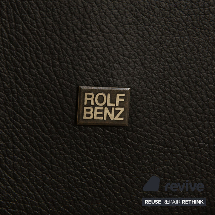 Rolf Benz Vida Leather Three Seater Black Sofa Couch