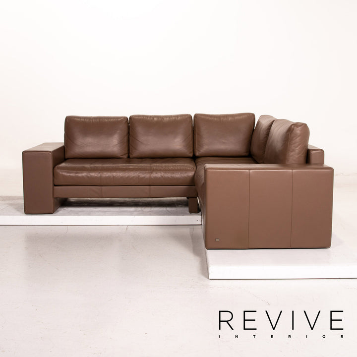 Rolf Benz Vida Leather Corner Sofa Brown Dark Brown Sofa Couch Outlet #15326