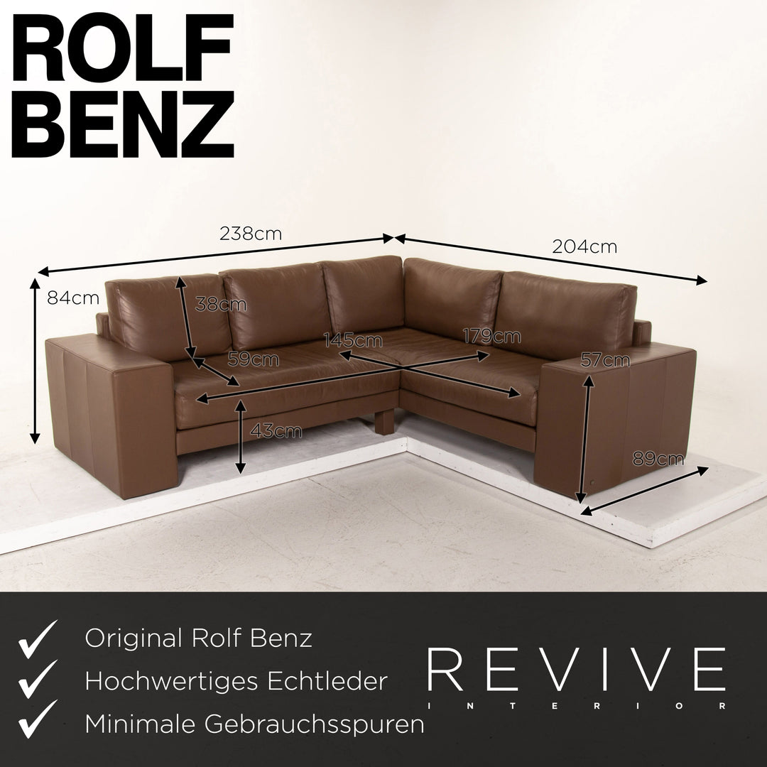 Rolf Benz Vida Leather Corner Sofa Brown Dark Brown Sofa Couch Outlet #15326