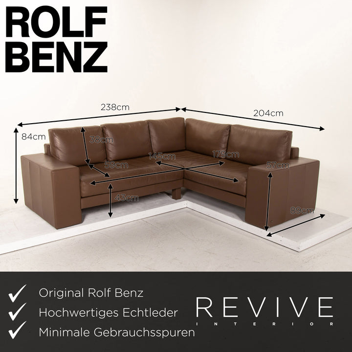 Rolf Benz Vida Leather Corner Sofa Brown Dark Brown Sofa Couch Outlet #15326