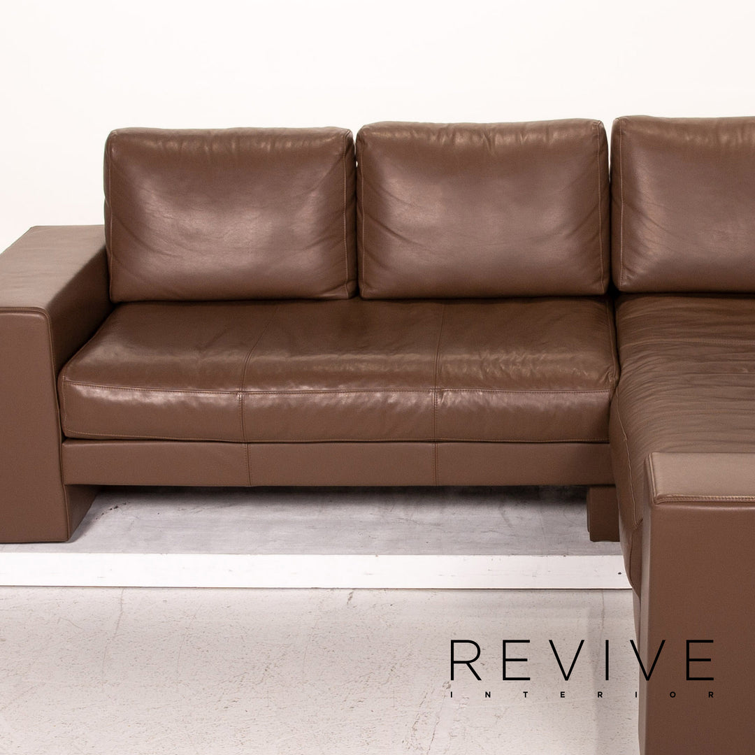 Rolf Benz Vida Leather Corner Sofa Brown Dark Brown Sofa Couch Outlet #15326
