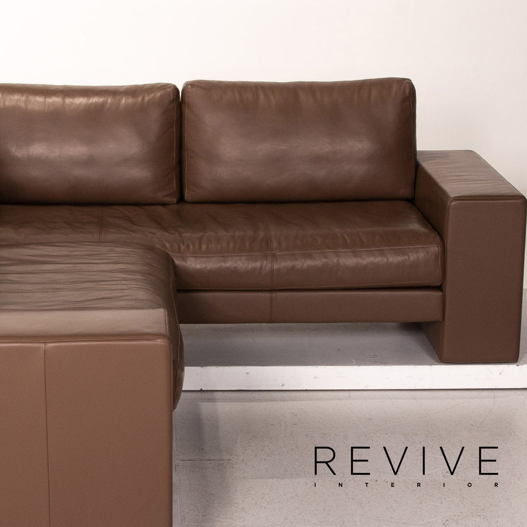 Rolf Benz Vida Leather Corner Sofa Brown Dark Brown Sofa Couch Outlet #15326