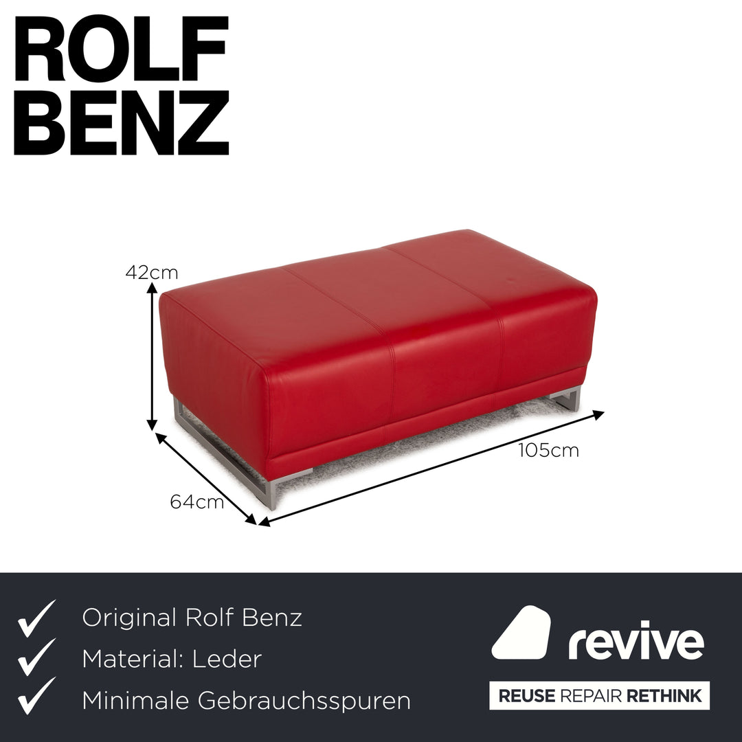 Rolf Benz Vida Leather Stool Red