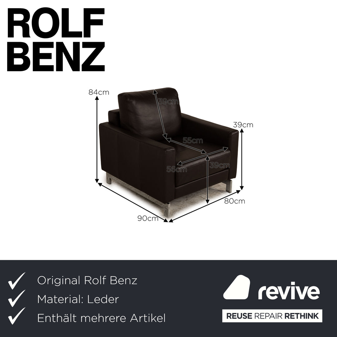 Rolf Benz Vida leather sofa set brown two-seater dark brown sofa couch