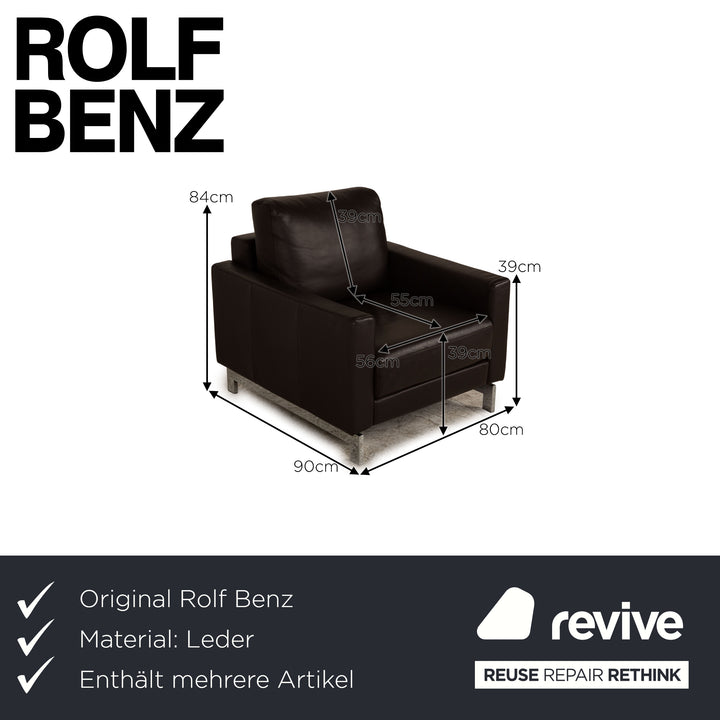 Rolf Benz Vida leather sofa set brown two-seater dark brown sofa couch