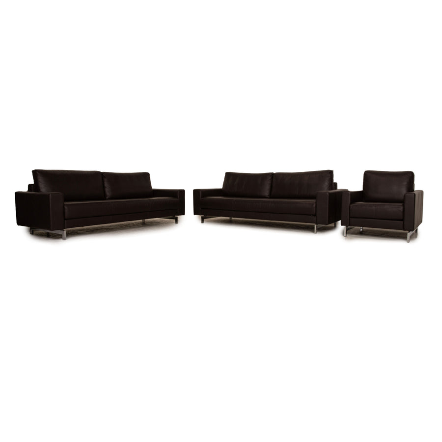 Rolf Benz Vida leather sofa set brown two-seater dark brown sofa couch
