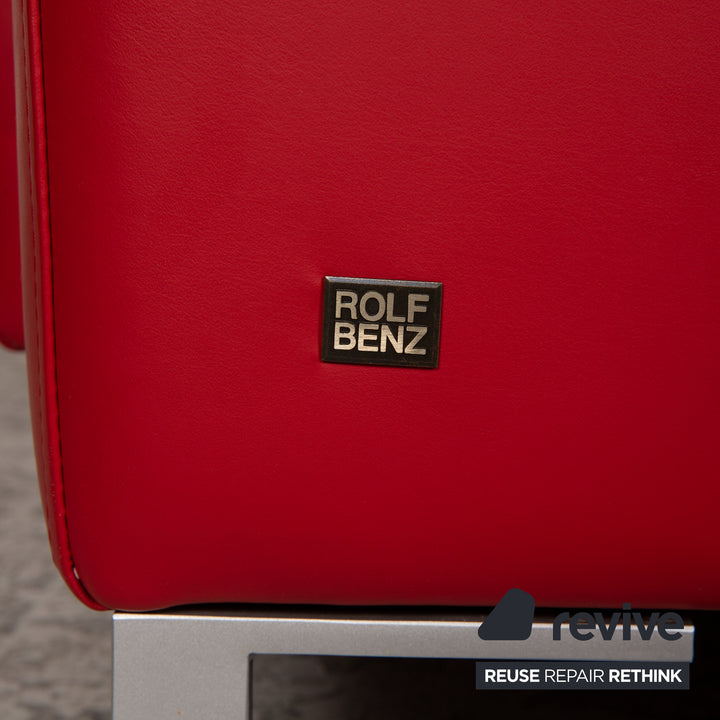 Rolf Benz Vida leather sofa set red three-seater stool couch sleeping function