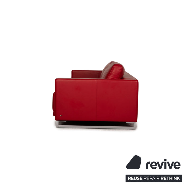 Rolf Benz Vida leather sofa set red three-seater stool couch sleeping function