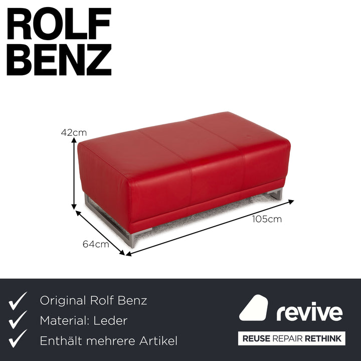 Rolf Benz Vida leather sofa set red three-seater stool couch sleeping function