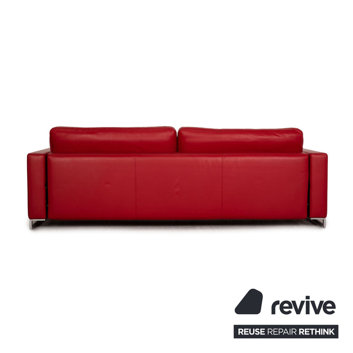 Rolf Benz Vida leather sofa set red three-seater stool couch sleeping function