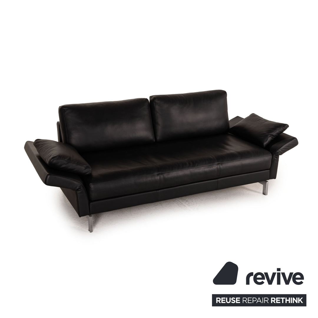 Rolf Benz Vida leather sofa black three-seater couch function