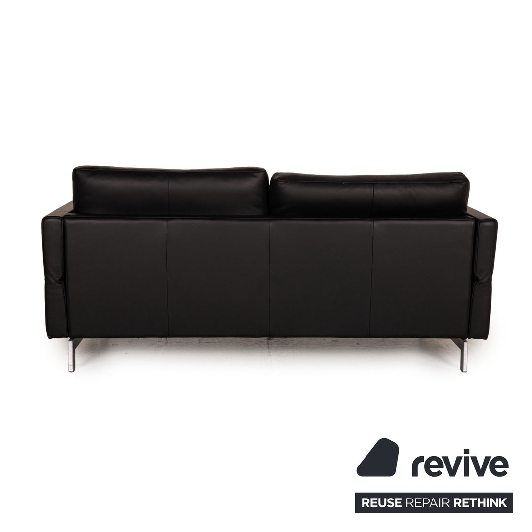Rolf Benz Vida leather sofa black three-seater couch function