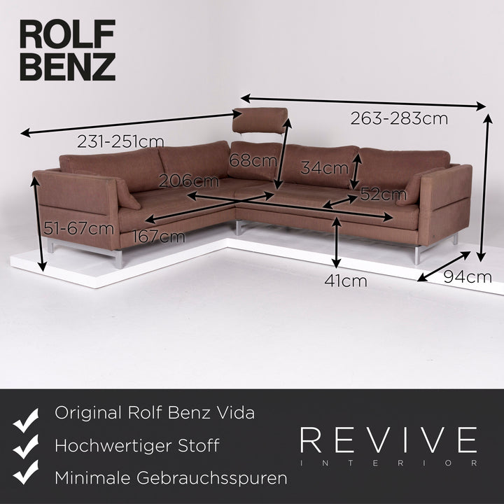 Rolf Benz Vida Fabric Sofa Brown Corner Sofa #10708