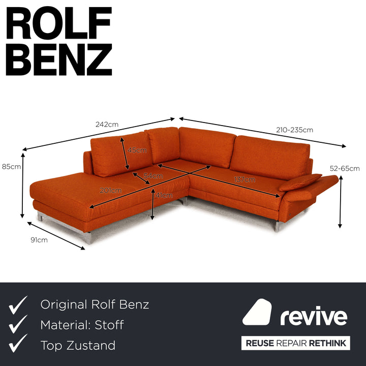 Rolf Benz Vida fabric sofa orange corner sofa couch function