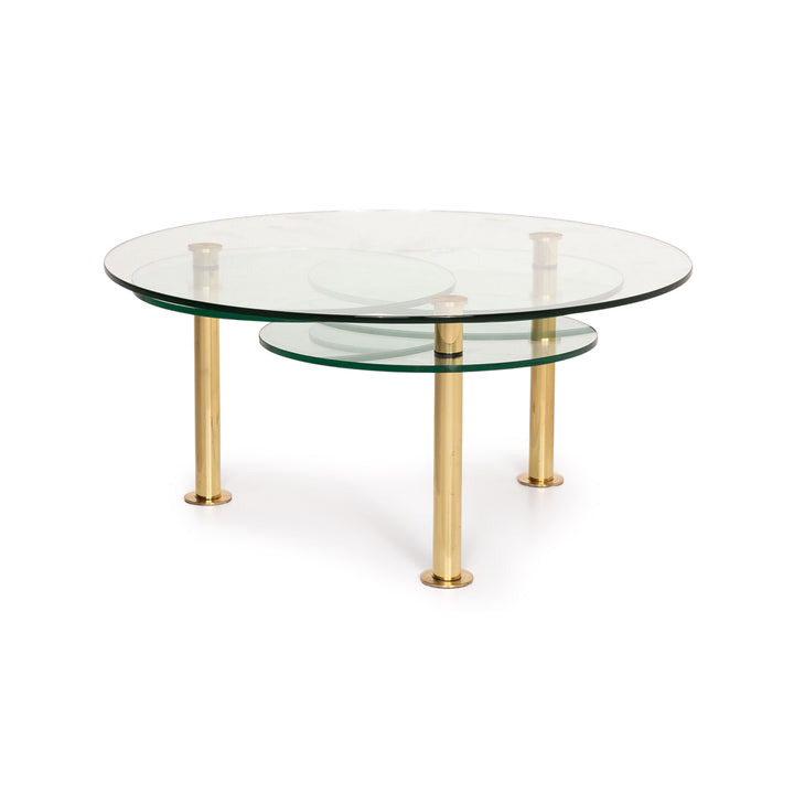 Ronald Schmitt Glass Coffee Table Gold Feature Adjustable Table #13973