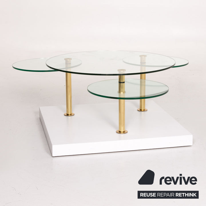 Ronald Schmitt Glass Coffee Table Gold Feature Adjustable Table #13973