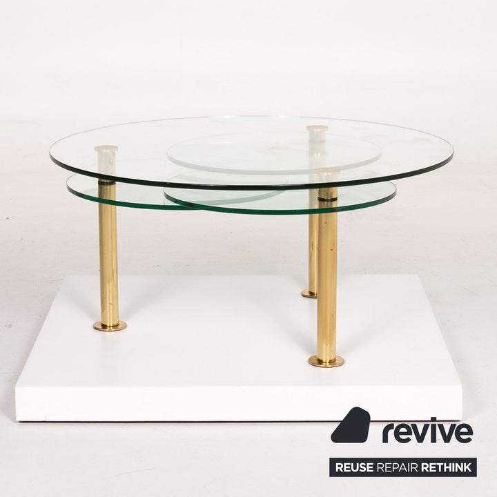 Ronald Schmitt Glas Couchtisch Gold Funktion Verstellbar Tisch #13973