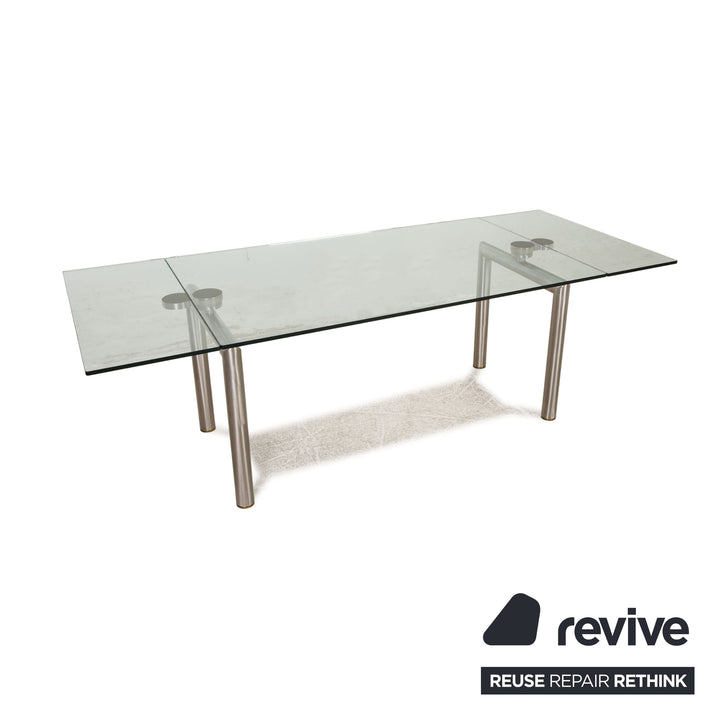 Ronald Schmitt glass dining table silver feature