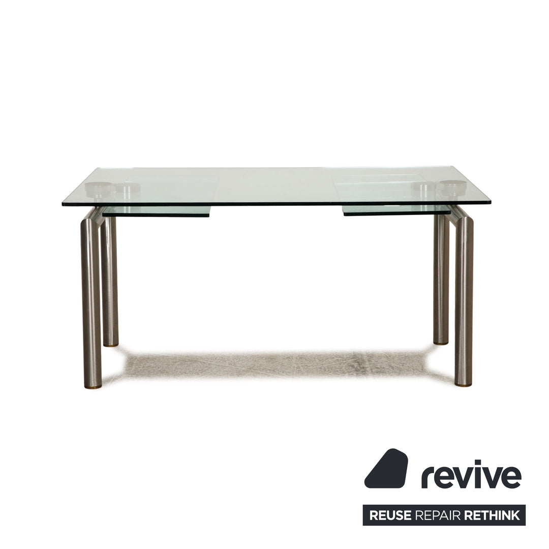 Ronald Schmitt glass dining table silver feature