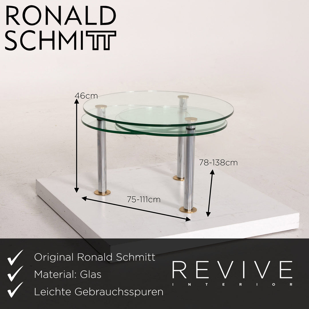 Ronald Schmitt K 180 glass coffee table silver function extendable #14602