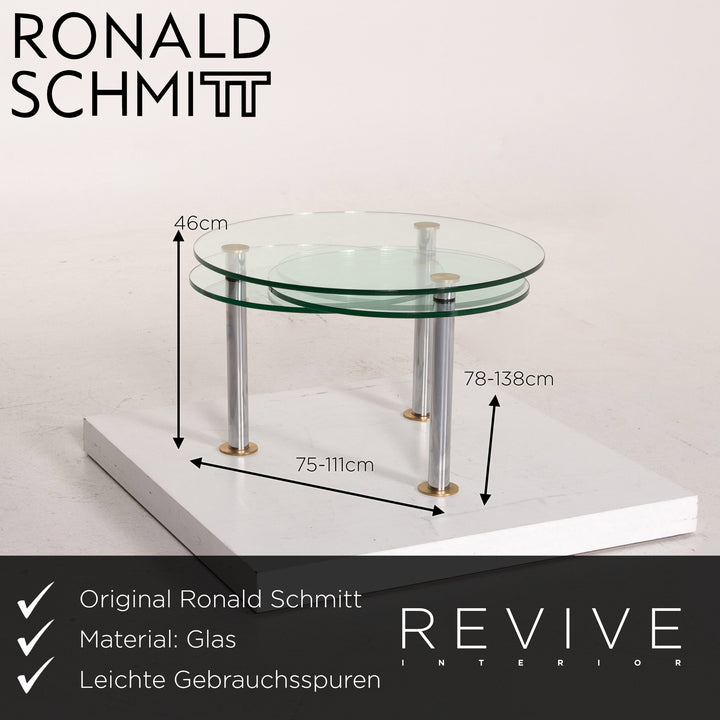 Ronald Schmitt K 180 glass coffee table silver function extendable #14602