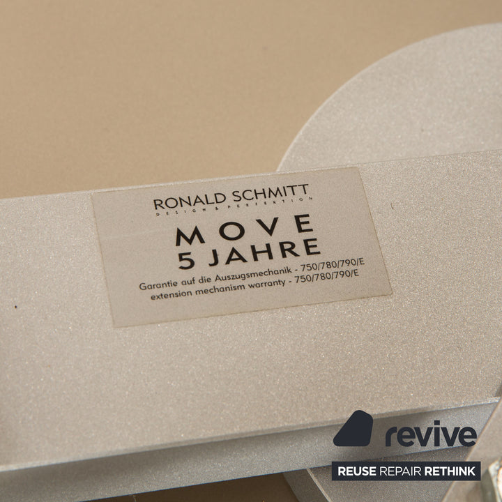 Ronald Schmitt K / G 750 / E Glass Esstisch Silber manuelle Ausziehfunktion 105/165 x 73 x 105
