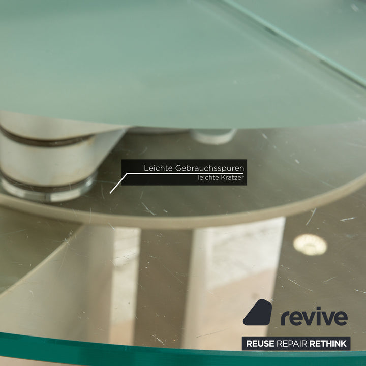 Ronald Schmitt K / G 750 / E Glass Esstisch Silber manuelle Ausziehfunktion 105/165 x 73 x 105