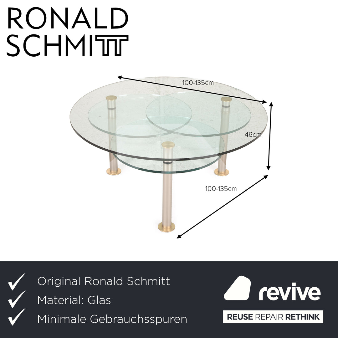 Ronald Schmitt K180 glass coffee table silver metal