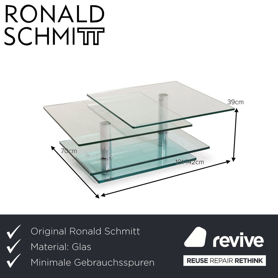 Ronald Schmitt K500 Glas Tisch Couchtisch Chrom Funktion
