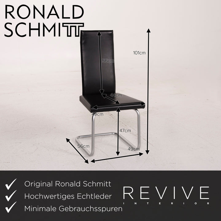 Ronald Schmitt Leder Stuhl Garnitur Schwarz Set 6x #15398