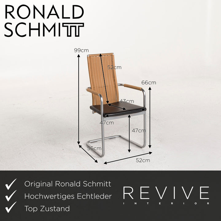 Ronald Schmitt RST 18 Leder Stuhl Schwarz Sessel Esszimmerstuhl #12645