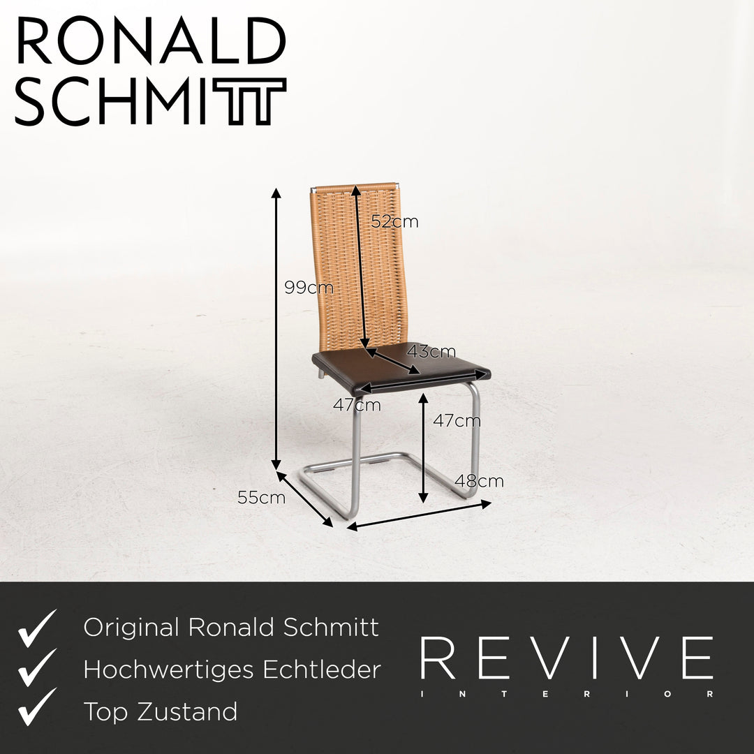 Ronald Schmitt RST 19 Leder Stuhl Schwarz Esszimmerstuhl Sessel #12794