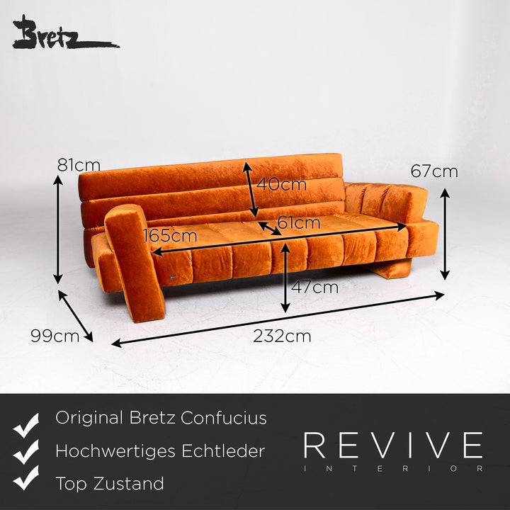 Bretz Confucius Designer Velvet Fabric Sofa Set Three Seater #9307